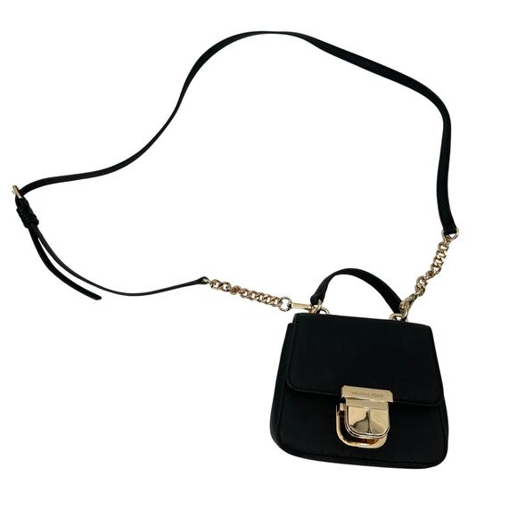 MICHAEL KORS Mini Bridgette Black Leather Gold Hardware Bag - Picture 1 of 11